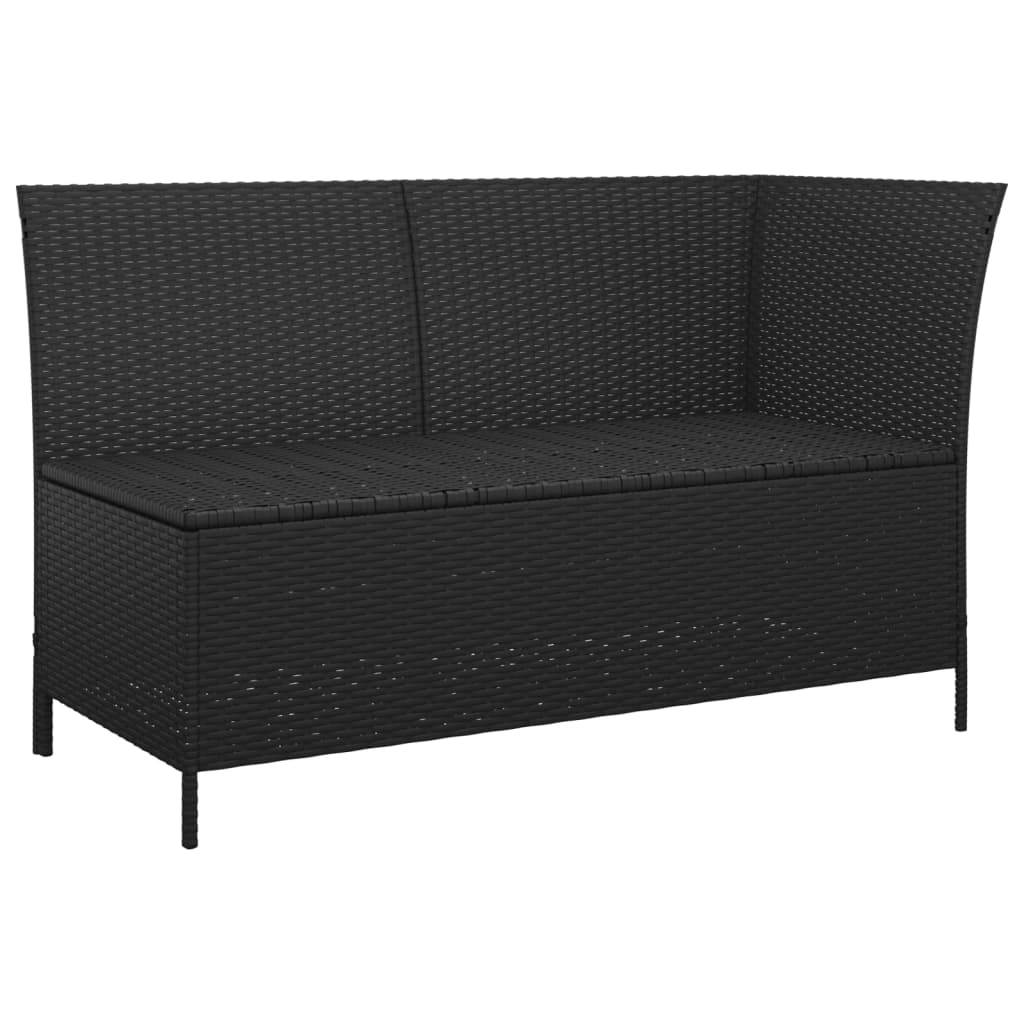 4 Piece Patio Lounge Set with Cushions Black Poly Rattan