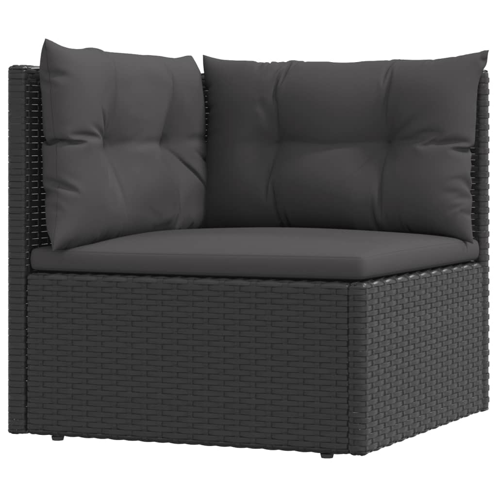 8 Piece Patio Lounge Set with Cushions Black Poly Rattan