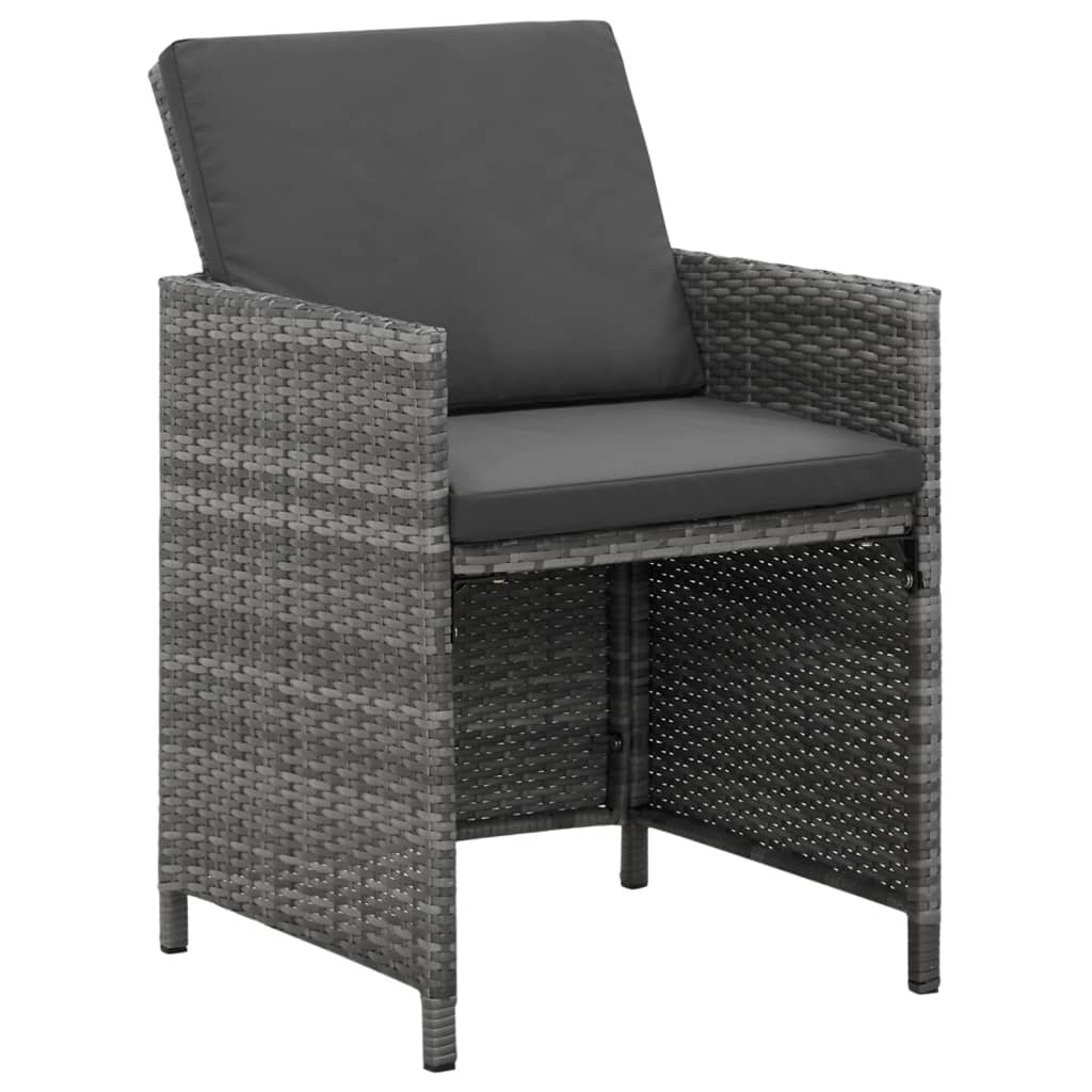 5 Piece Patio Dining Set with Cushions Poly Rattan Gray