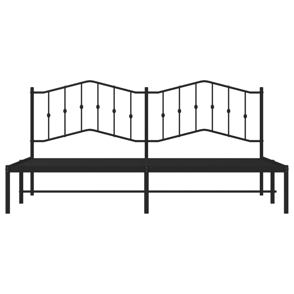 Metal Bed Frame without Mattress with Headboard Black 76"x79.9"