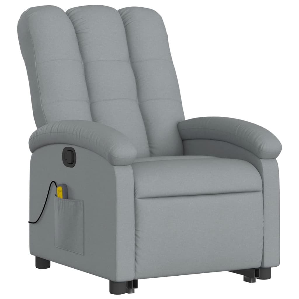 Stand up Massage Recliner Chair Light Gray Fabric