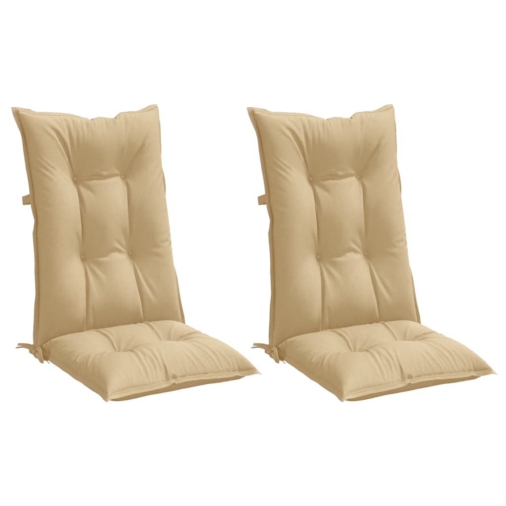 Highback Chair Cushions 2 pcs Melange Beige 47.2"x19.7"x2.8" Fabric