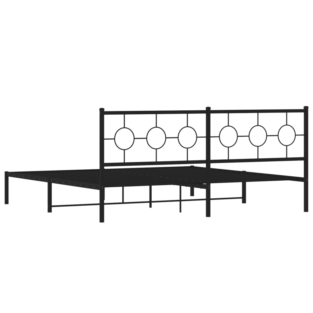 Metal Bed Frame without Mattress with Headboard Black 76"x79.9"