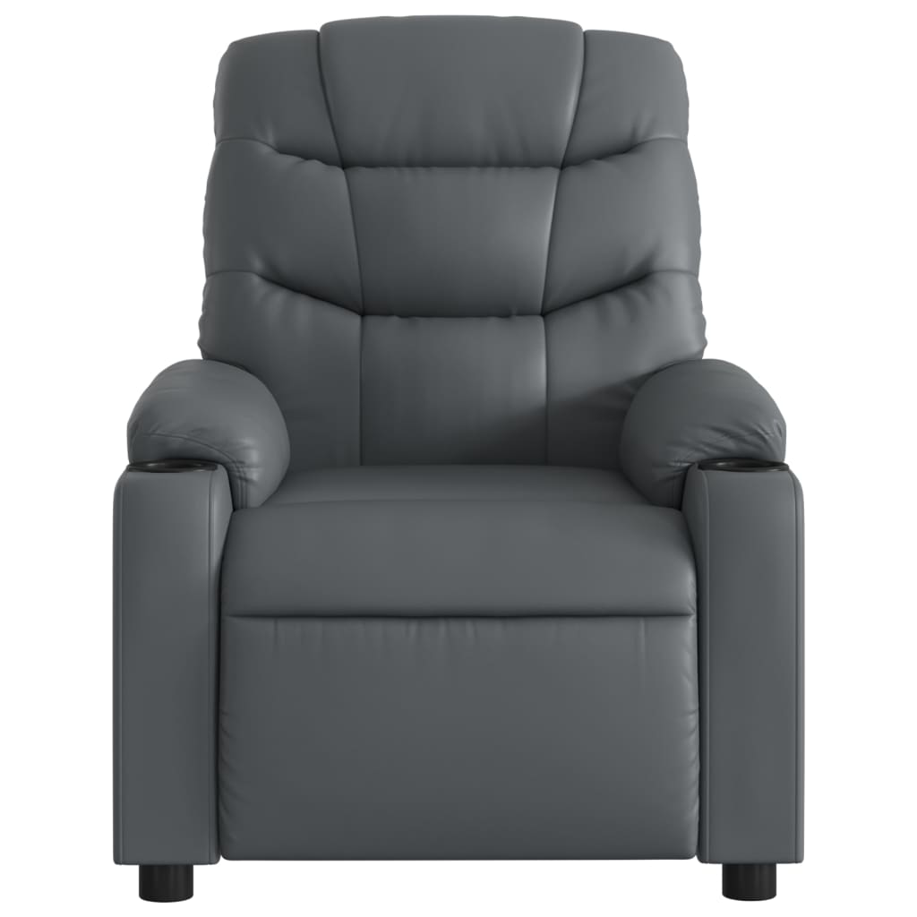 Massage Recliner Chair Gray Faux Leather