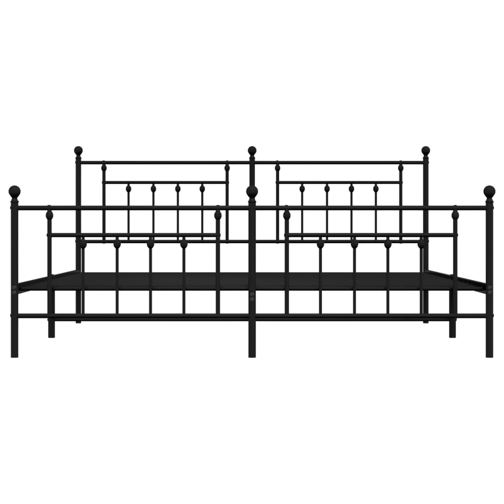 Metal Bed Frame without Mattress with Footboard Black 76"x79.9"