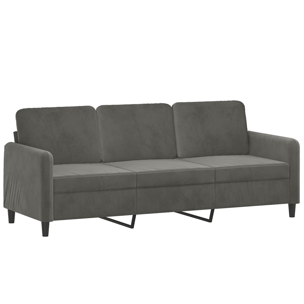 2 Piece Sofa Set with Throw Pillows&Cushions Dark Gray Velvet