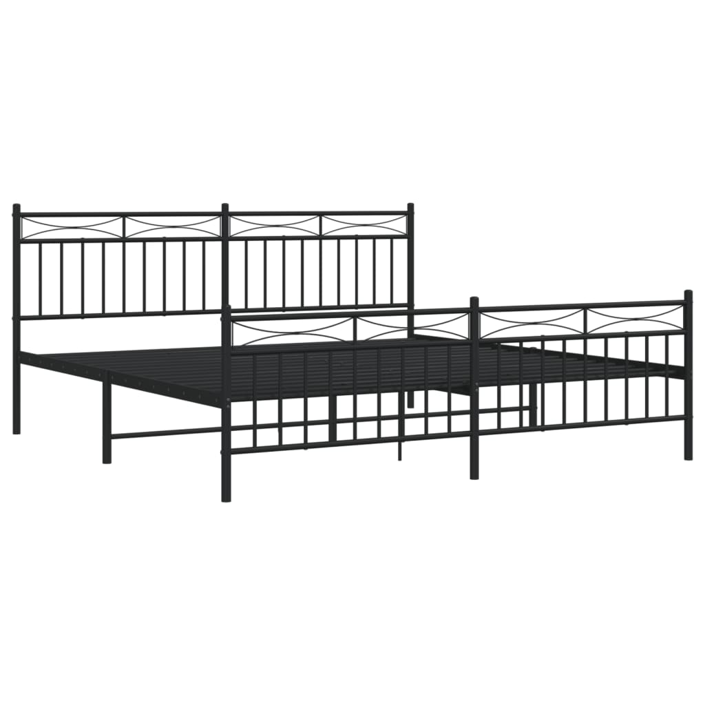 Metal Bed Frame without Mattress with Footboard Black 72"x83.9"