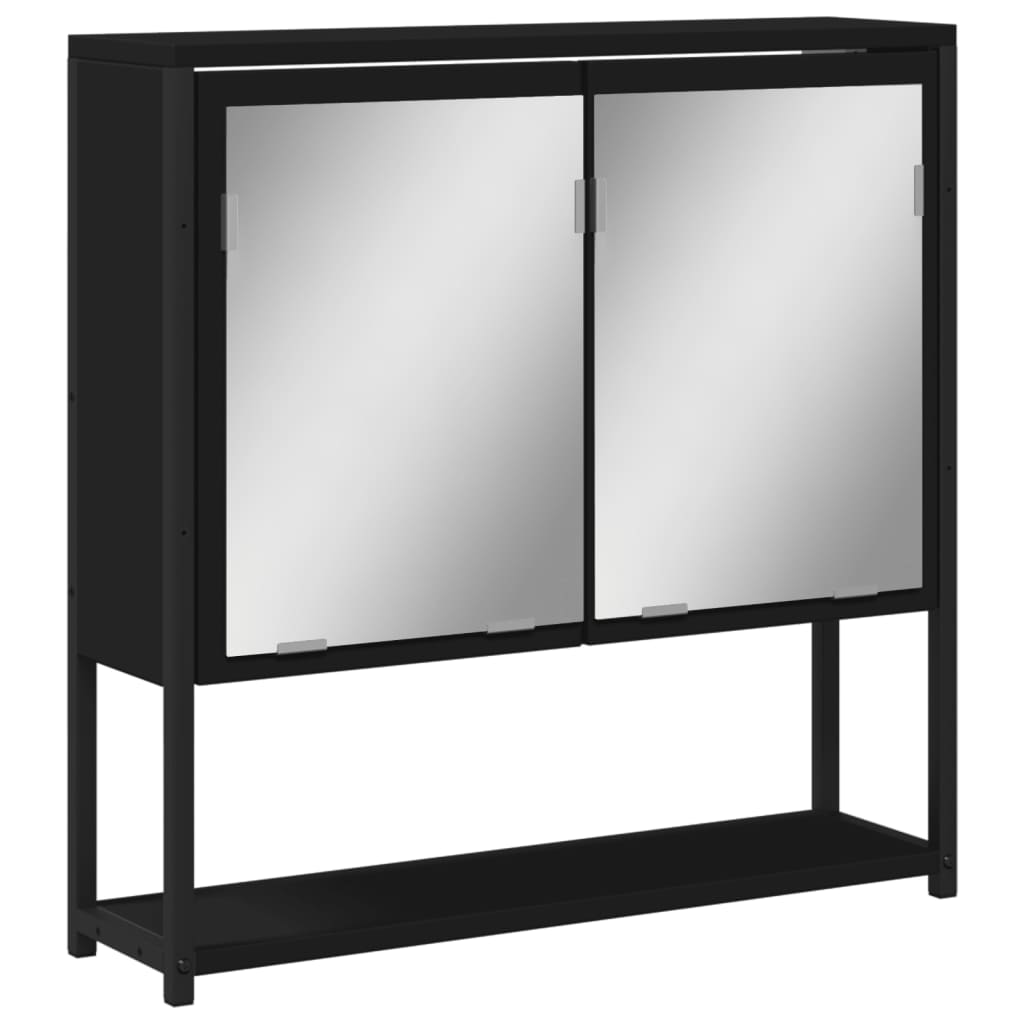 Bathroom Mirror Cabinet Black 23.6"x6.3"x23.6" Engineered Wood