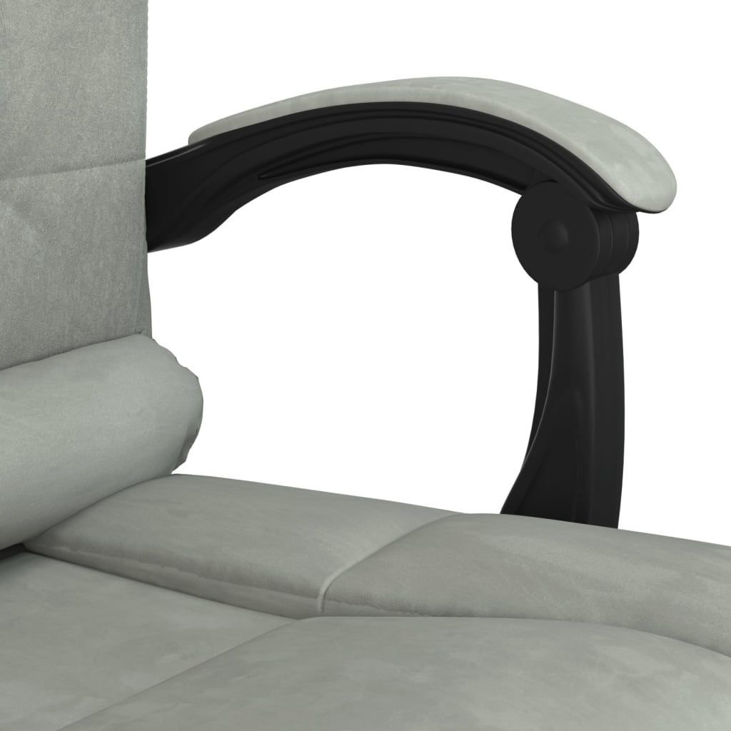 Massage Reclining Office Chair Light Gray Velvet