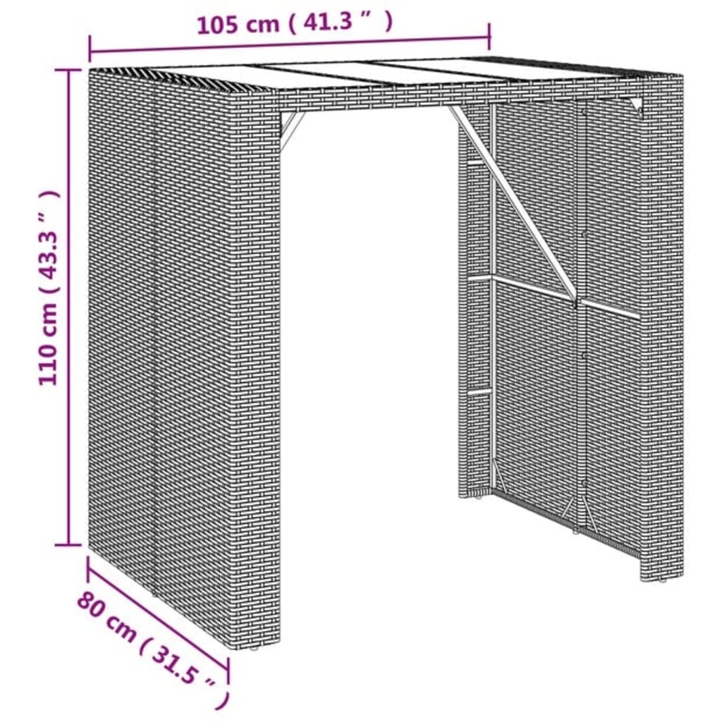 5 Piece Patio Bar Set Gray Poly Rattan