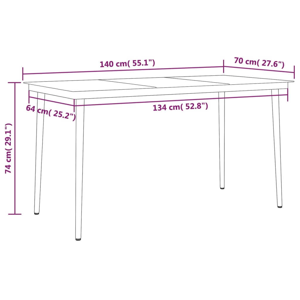 5 Piece Patio Dining Set Black