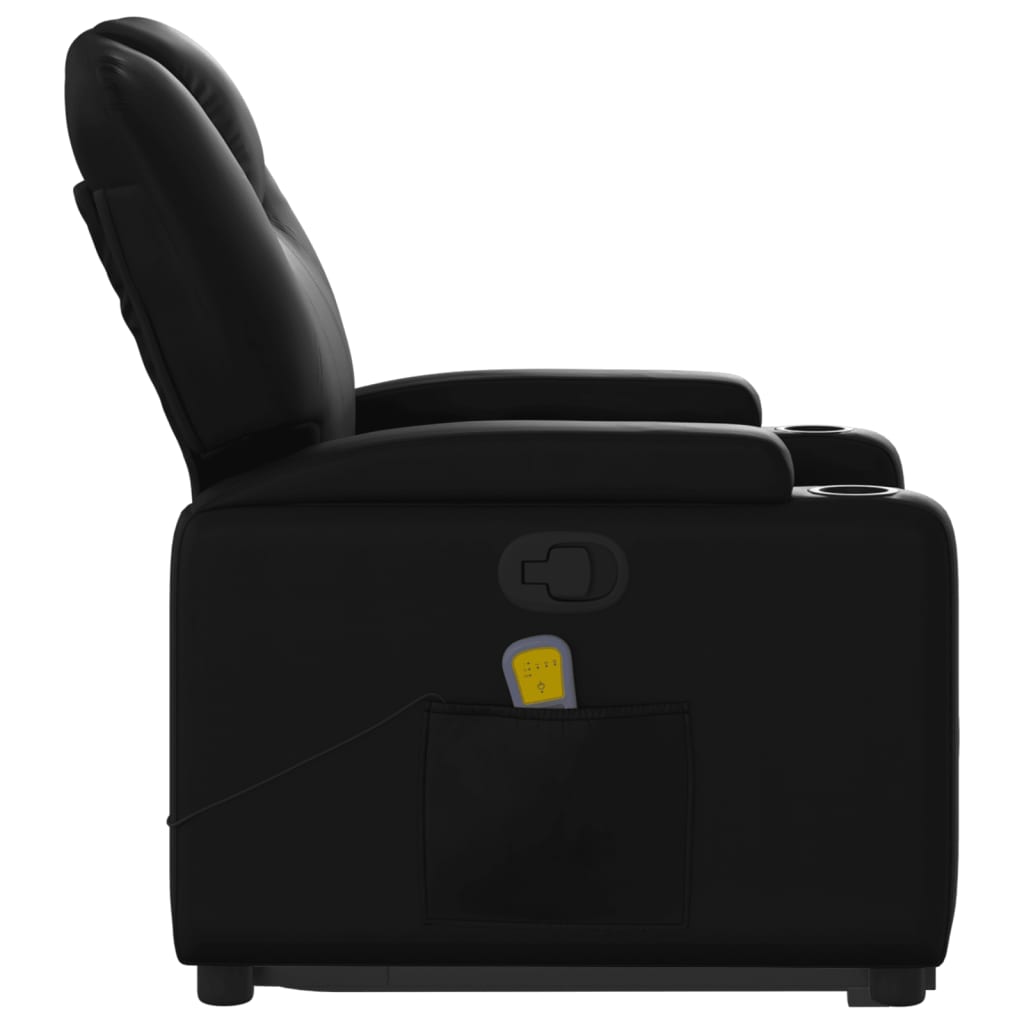 Stand up Massage Recliner Chair Black Faux Leather