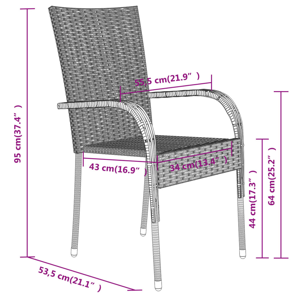 7 Piece Patio Dining Set Brown and Black