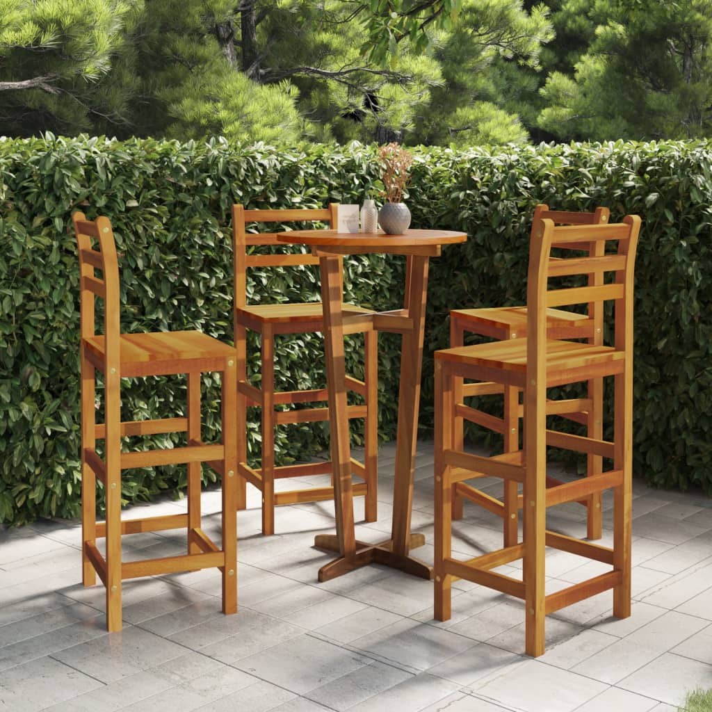 5 Piece Patio Bar Set Solid Wood Acacia