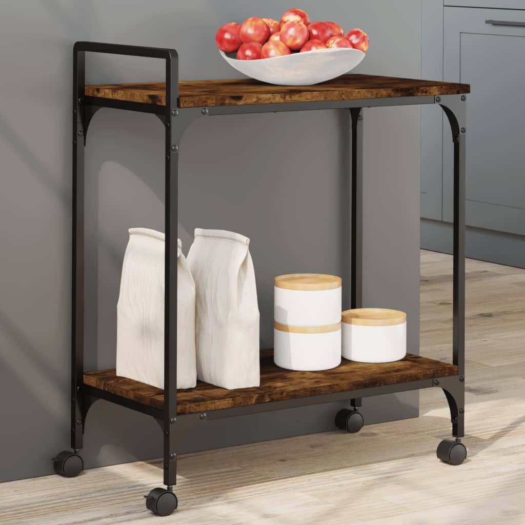 Kitchen Trolley Black 23.8"x12.2"x28.5" Engineered Wood