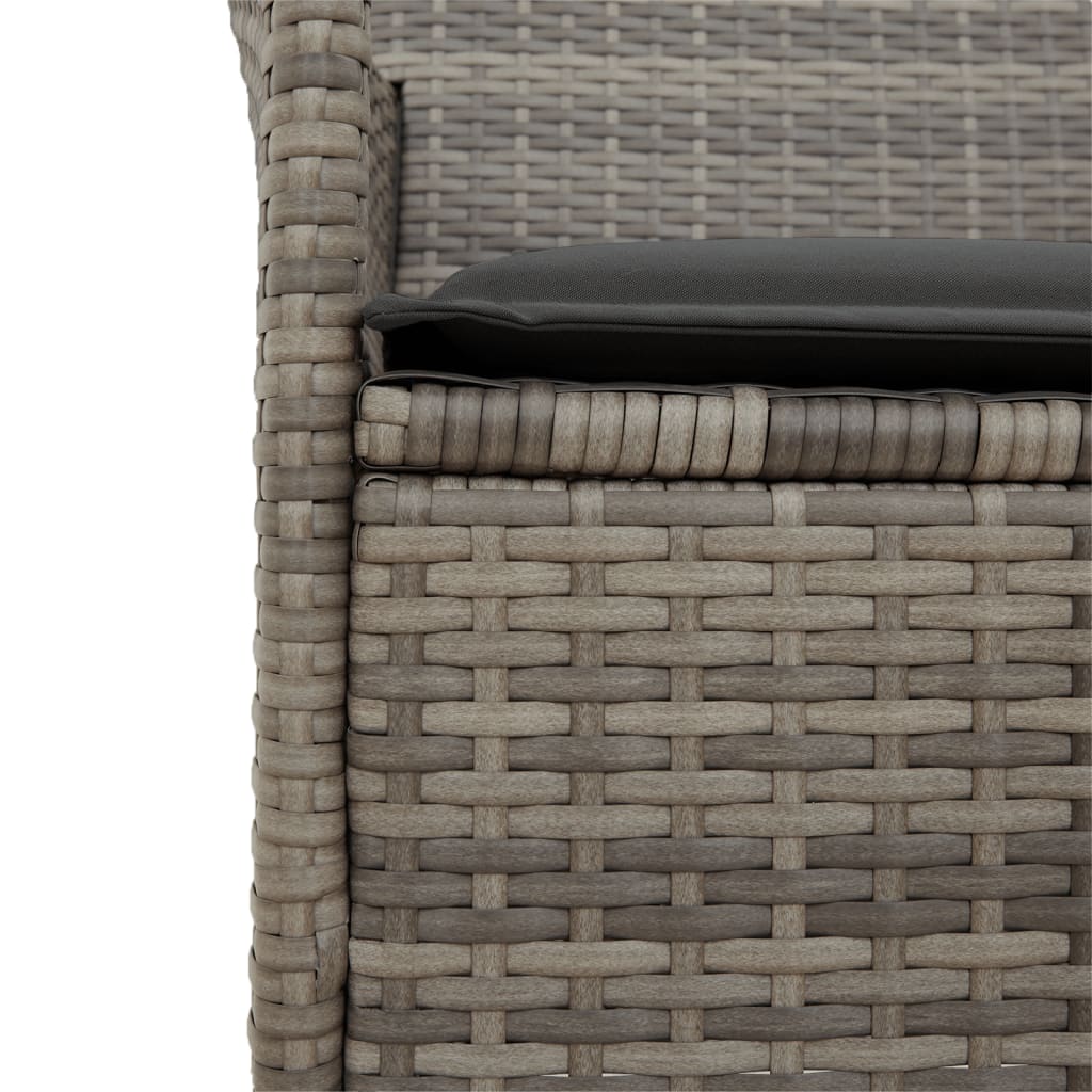 Patio Chairs with Cushions 2 pcs Gray Poly Rattan&Solid Wood