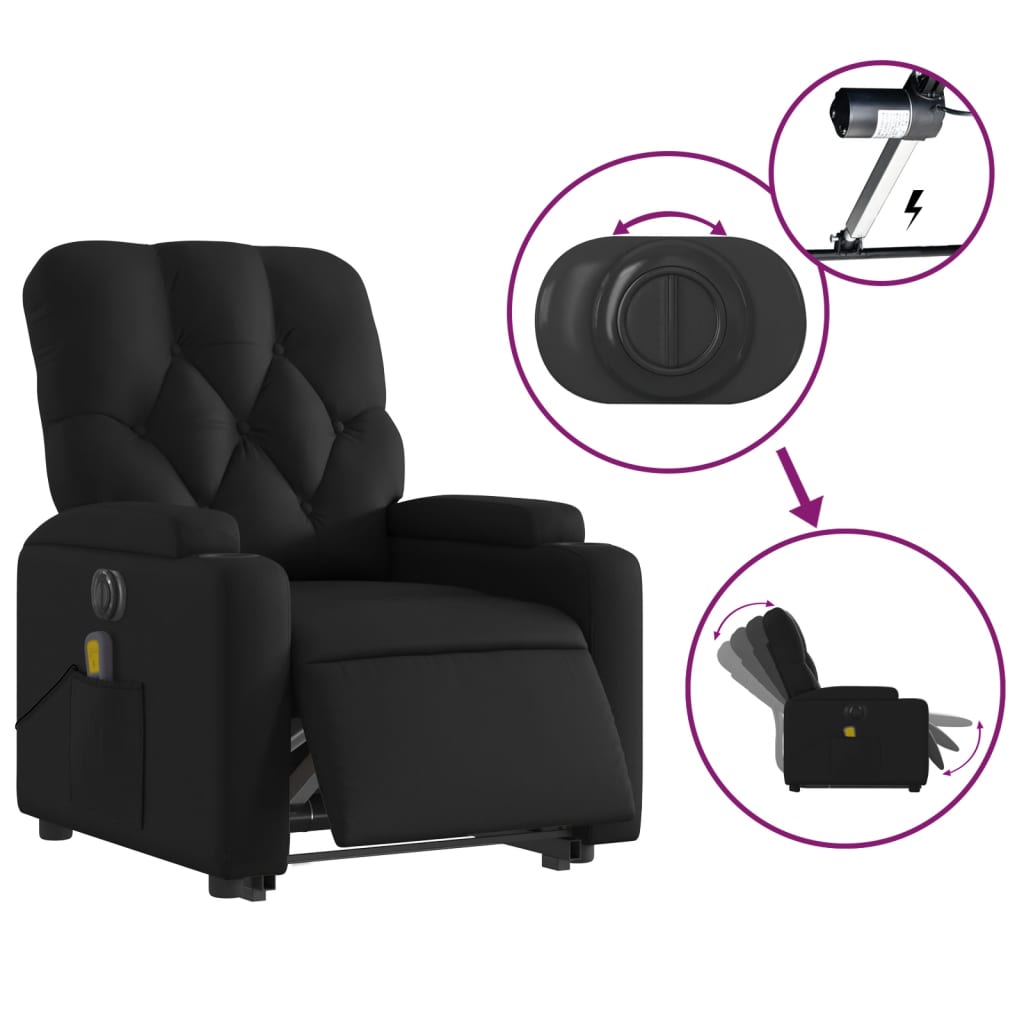 Electric Stand up Massage Recliner Chair Black Faux Leather