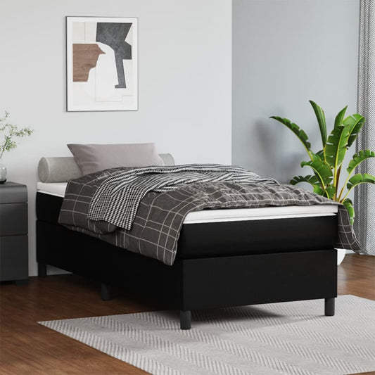 Box Spring Bed with Mattress Black 39.4"x79.9" Twin XL Faux Leather