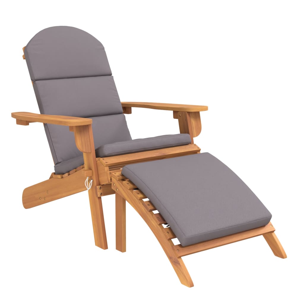 Adirondack Patio Chair with Footrest Solid Wood Acacia