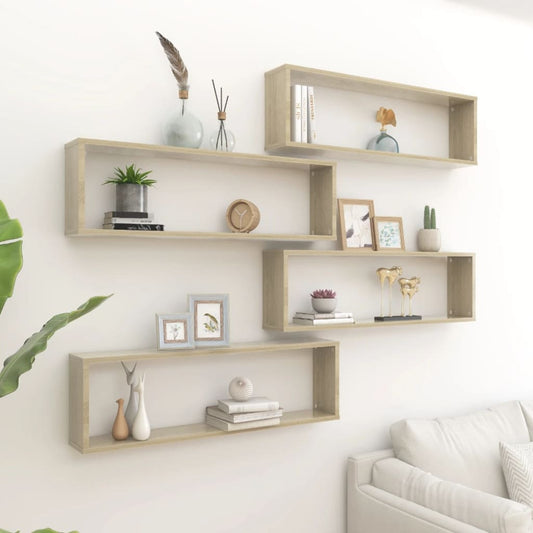 Wall Cube Shelves 4 pcs Sonoma Oak 39.4"x5.9"x11.8" Engineered Wood