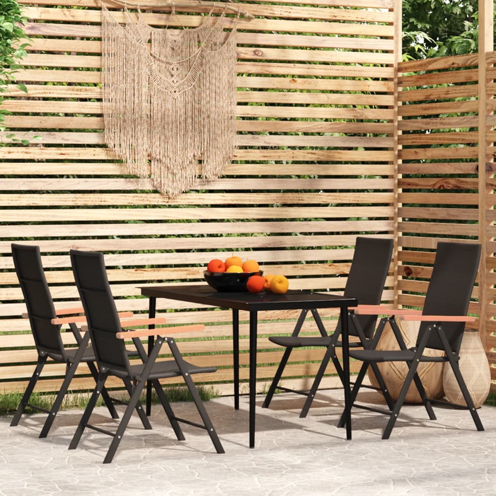 5 Piece Patio Dining Set Black