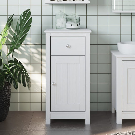 Bathroom Cabinet BERG White 15.7"x13.4"x31.5" Solid Wood Pine