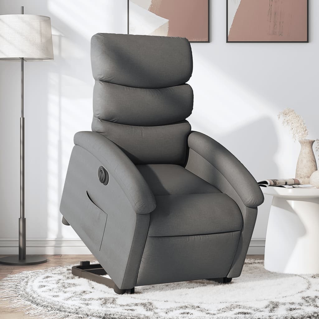 Electric Stand up Recliner Chair Dark Gray Fabric