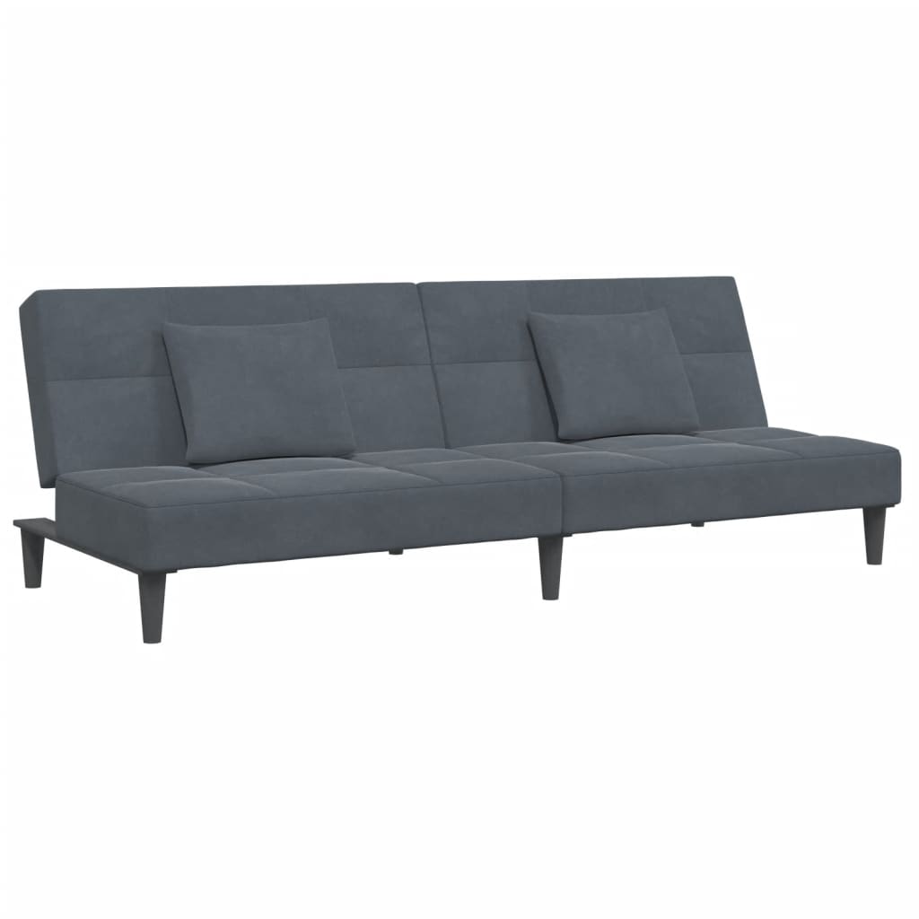 2-Seater Sofa Bed with Footstool Dark Gray Velvet