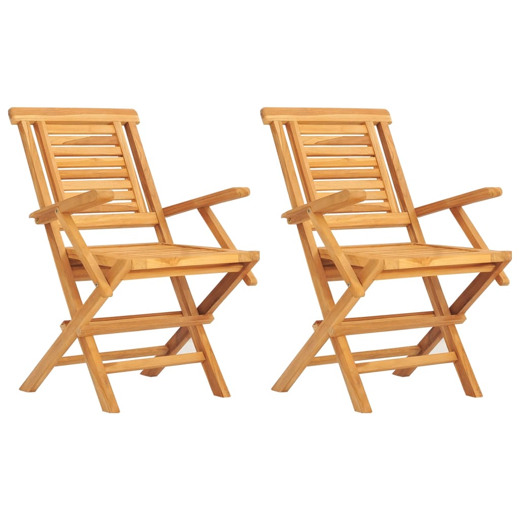 Folding Patio Chairs 2 pcs 22"x24.8"x35.4" Solid Wood Teak