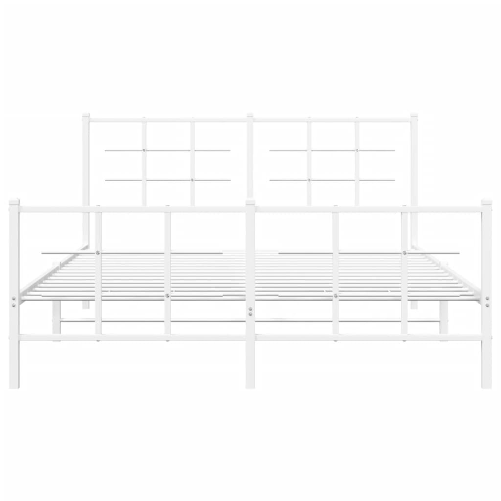 Metal Bed Frame without Mattress with Footboard White 59.1"x78.7"