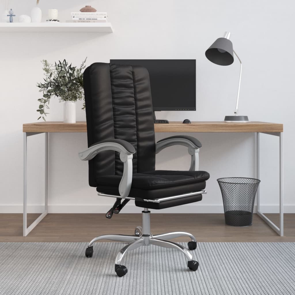 Reclining Office Chair Black Faux Leather