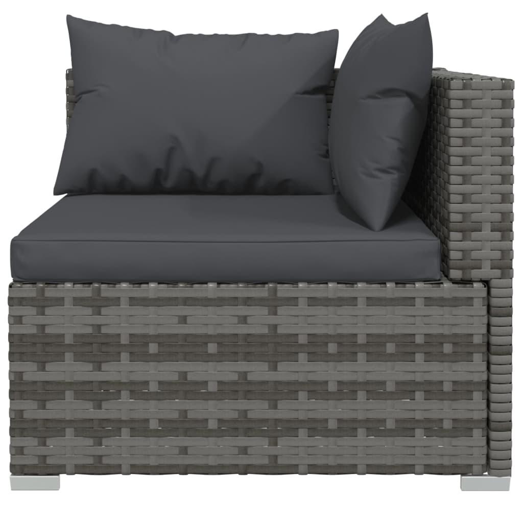 Patio Loveseat with Cushions Gray Poly Rattan