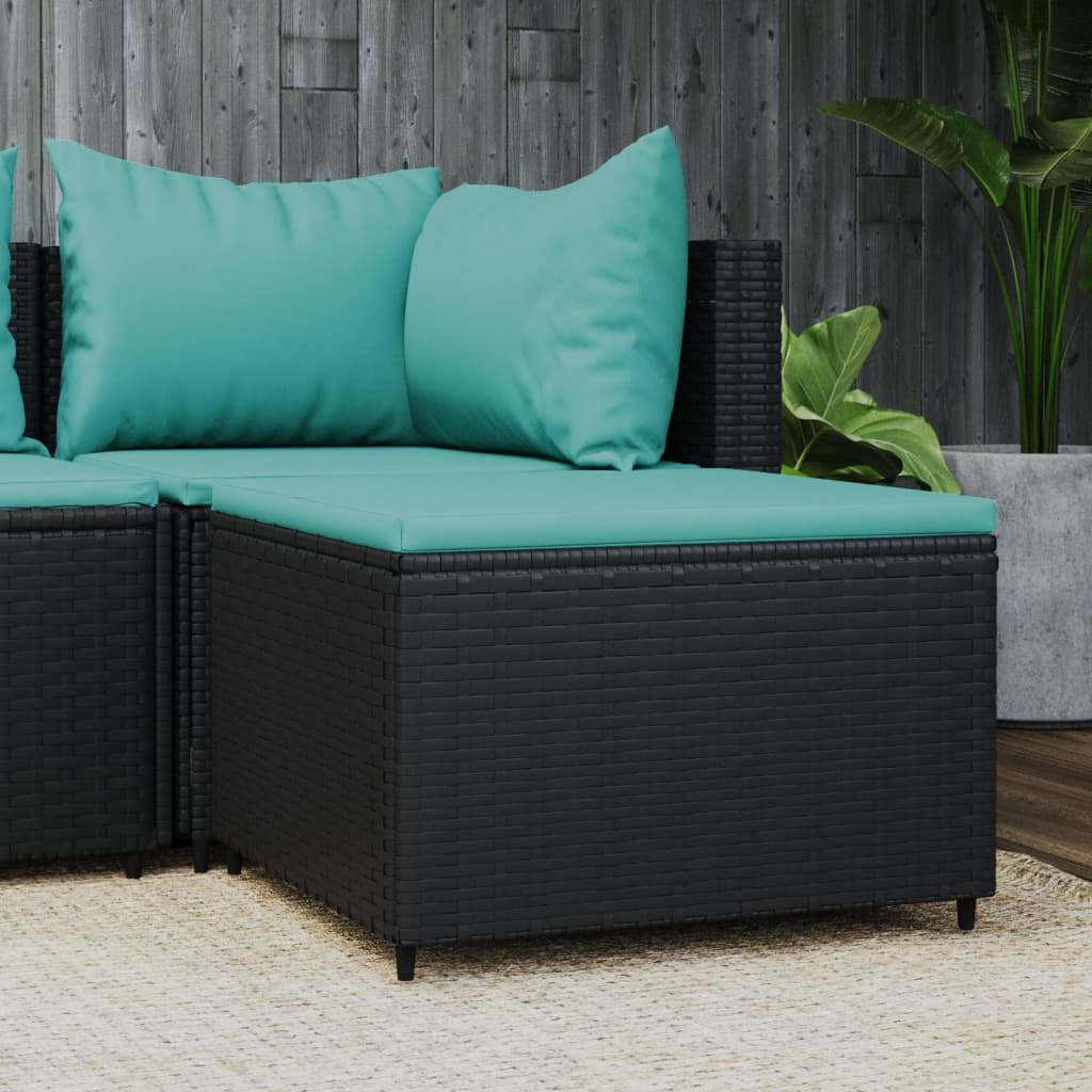 Patio Footrest with Cushion Gray Poly Rattan