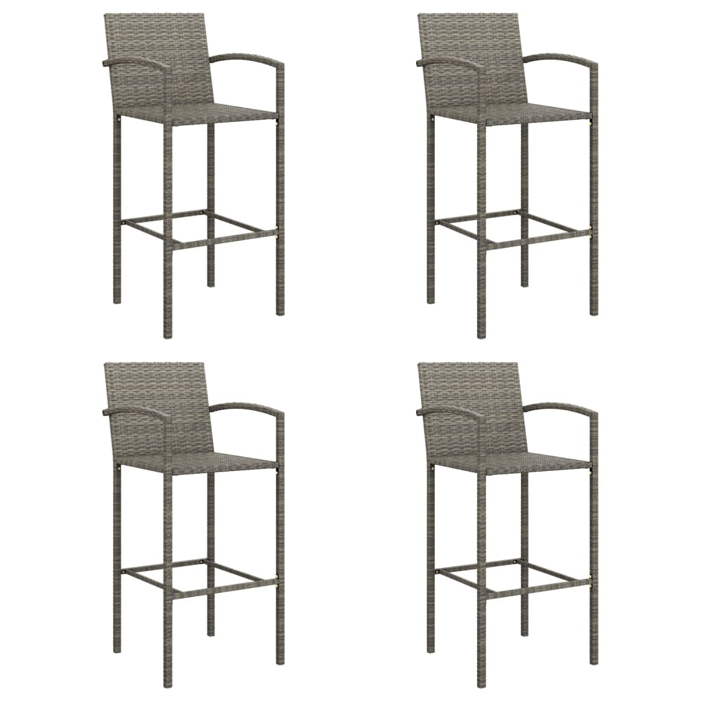 5 Piece Patio Bar Set Gray Poly Rattan