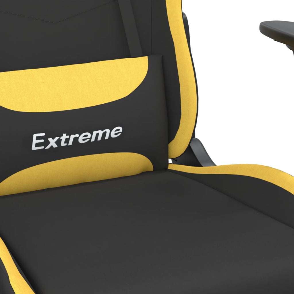 Gaming Chair with Footrest Black and Yellow Fabric