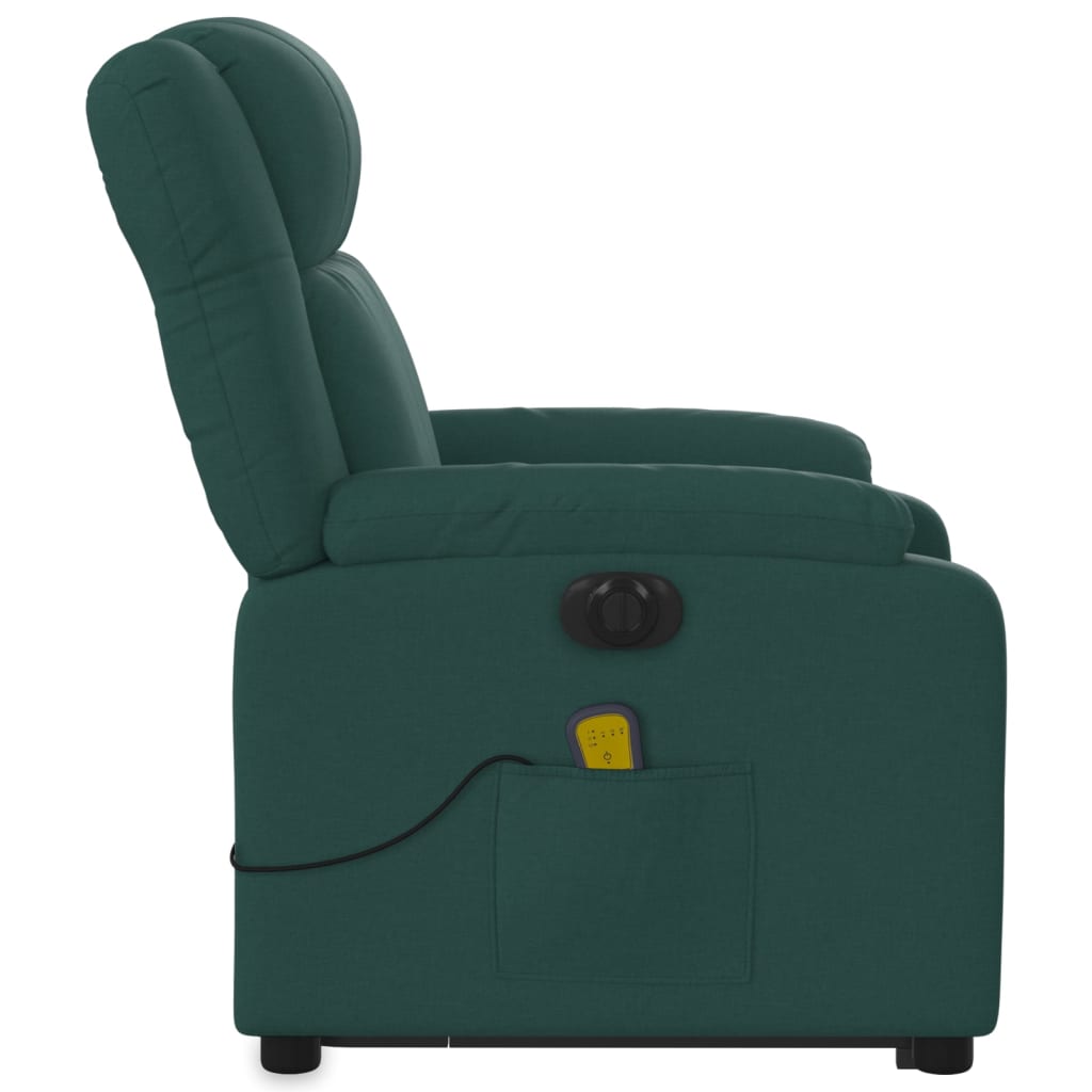 Electric Stand up Massage Recliner Chair Dark Green Fabric