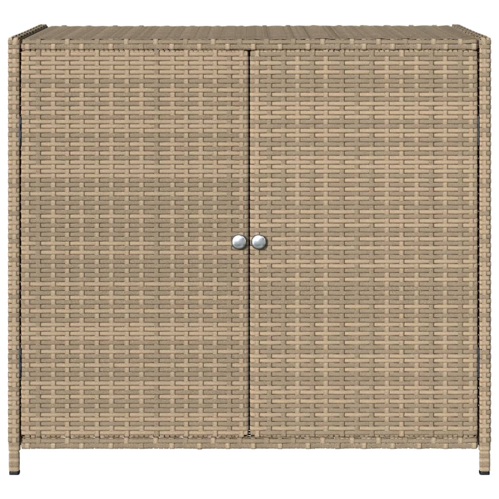 Patio Storage Cabinet Beige 32.7"x17.7"x29.9" Poly Rattan