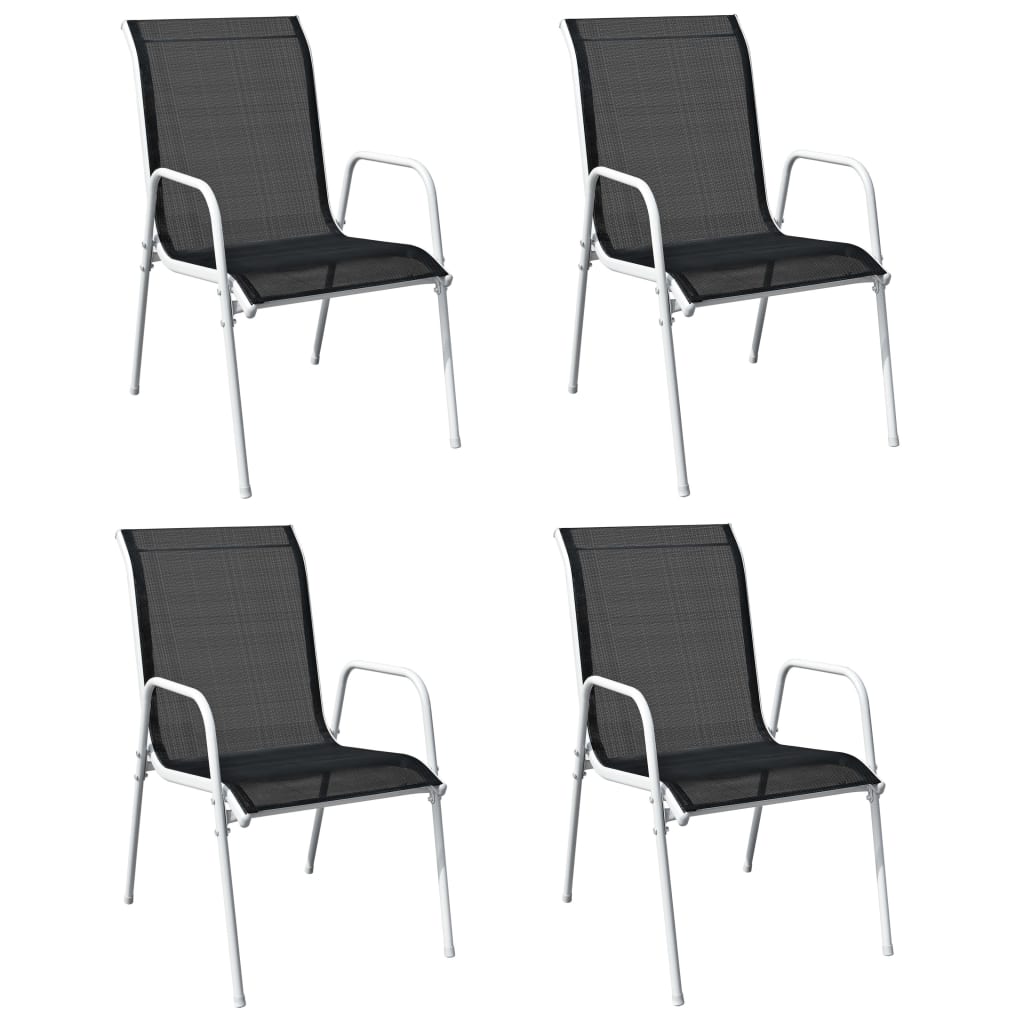 5 Piece Patio Dining Set Steel Black