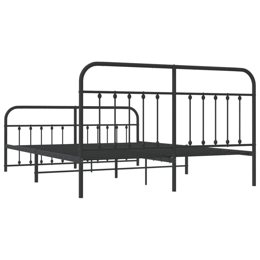 Metal Bed Frame without Mattress with Footboard Black 72"x83.9"