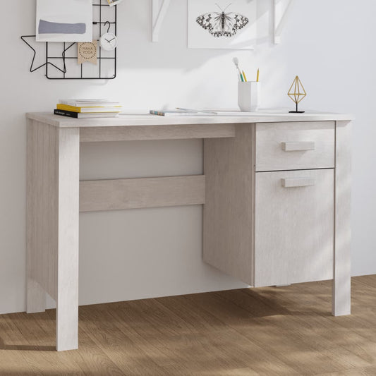 Desk HAMAR White 44.5"x19.7"x29.5" Solid Wood Pine