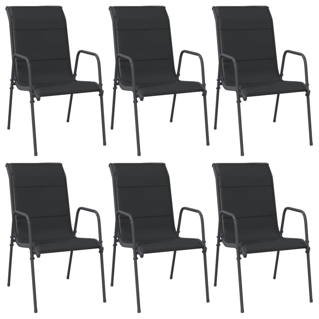 Patio Chairs 6 pcs Steel and Textilene Black