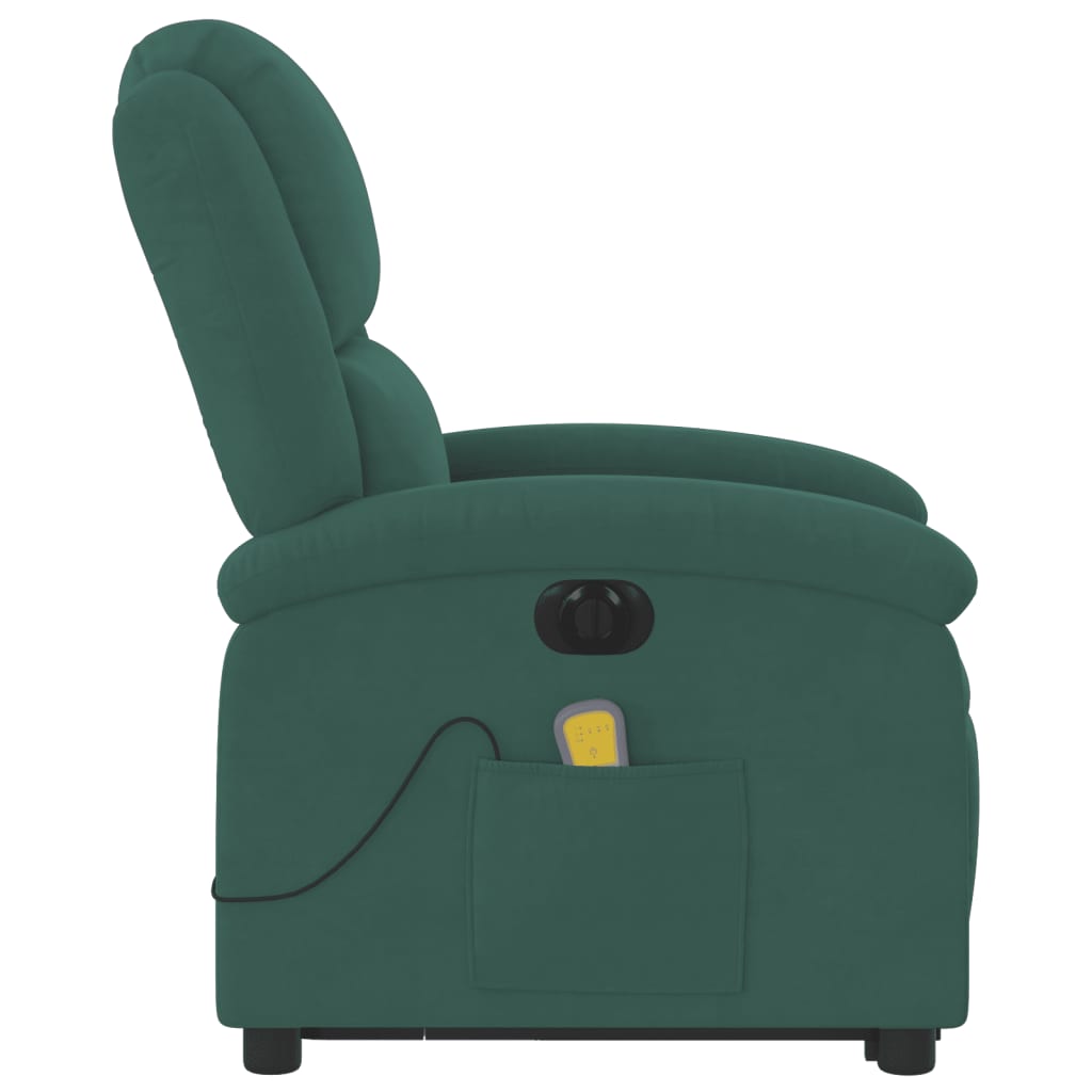 Electric Stand up Massage Recliner Chair Dark Green Velvet