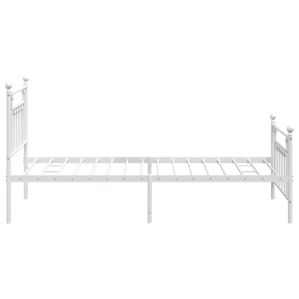 Metal Bed Frame without Mattress with Footboard White 39.4"x78.7"