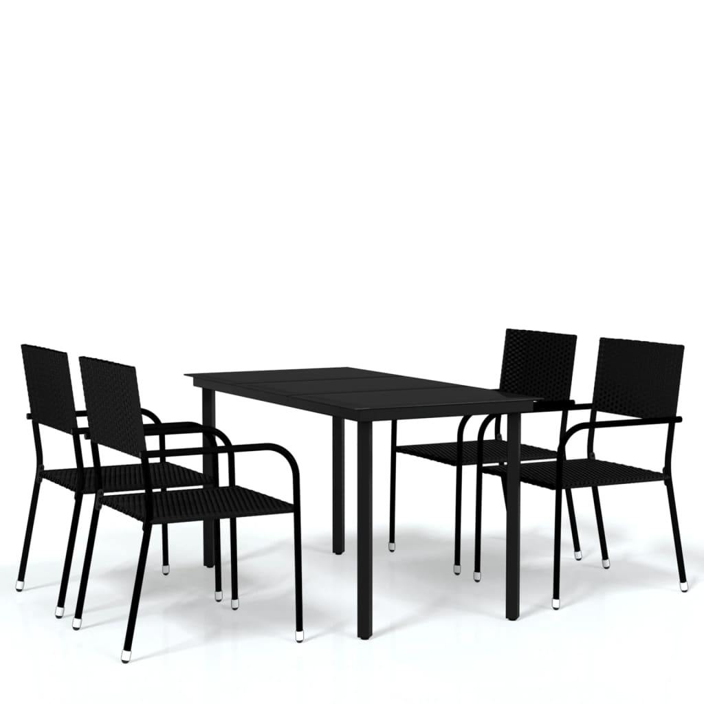 5 Piece Patio Dining Set Black