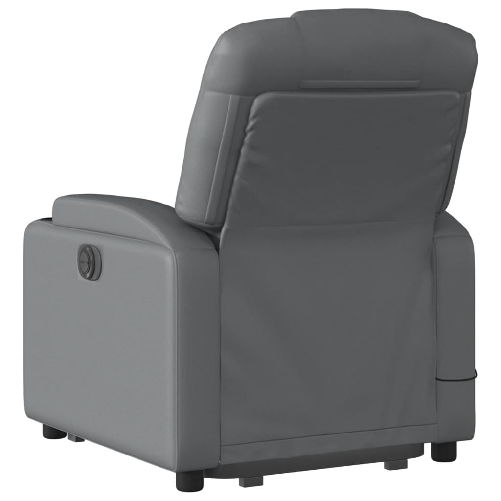 Electric Stand up Massage Recliner Chair Gray Faux Leather