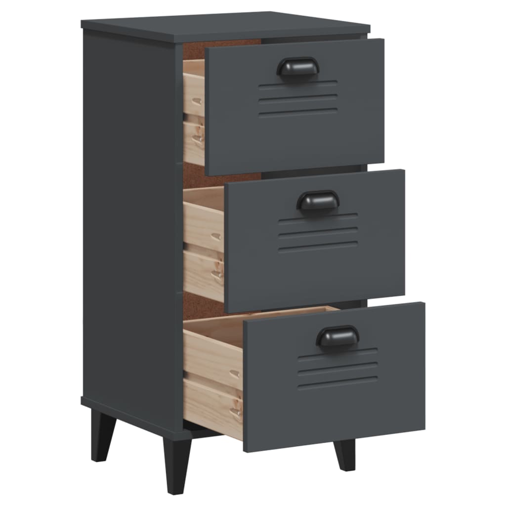 Bedside Cabinet VIKEN Anthracite Gray Engineered Wood