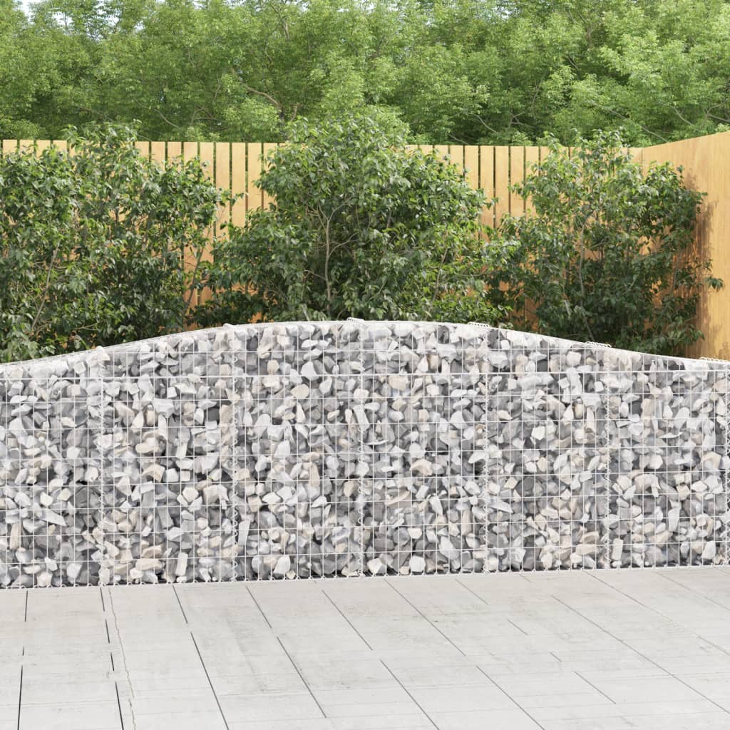 Arched Gabion Baskets 9 pcs 157.5"x11.8"x31.5"/39.4" Galvanized Iron