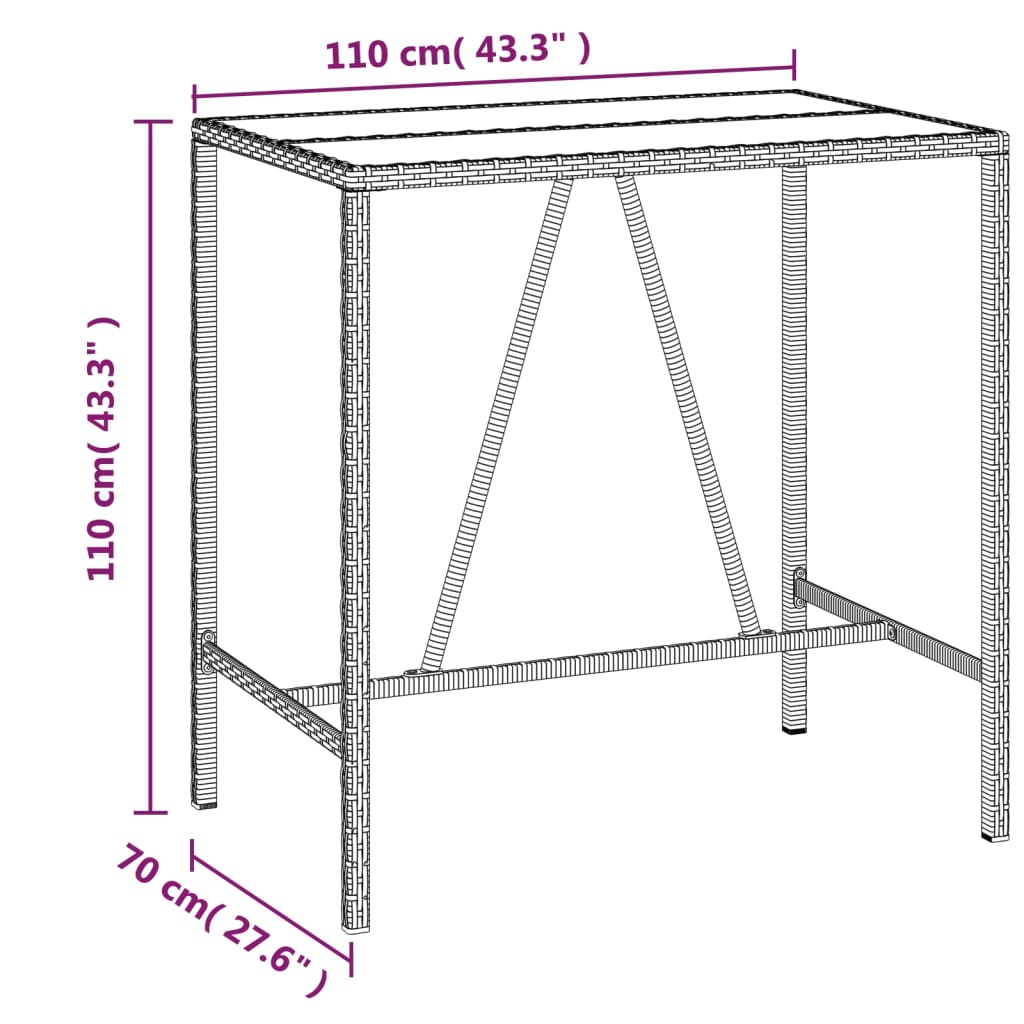 5 Piece Patio Bar Set Gray Poly Rattan