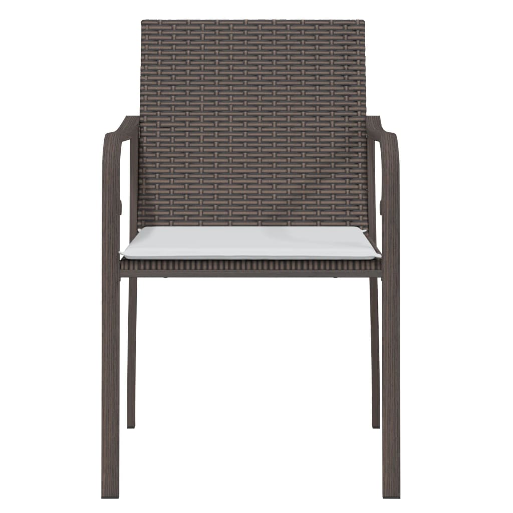 Patio Chairs with Cushions 2 pcs Brown 22"x23.2"x33.1" Poly Rattan