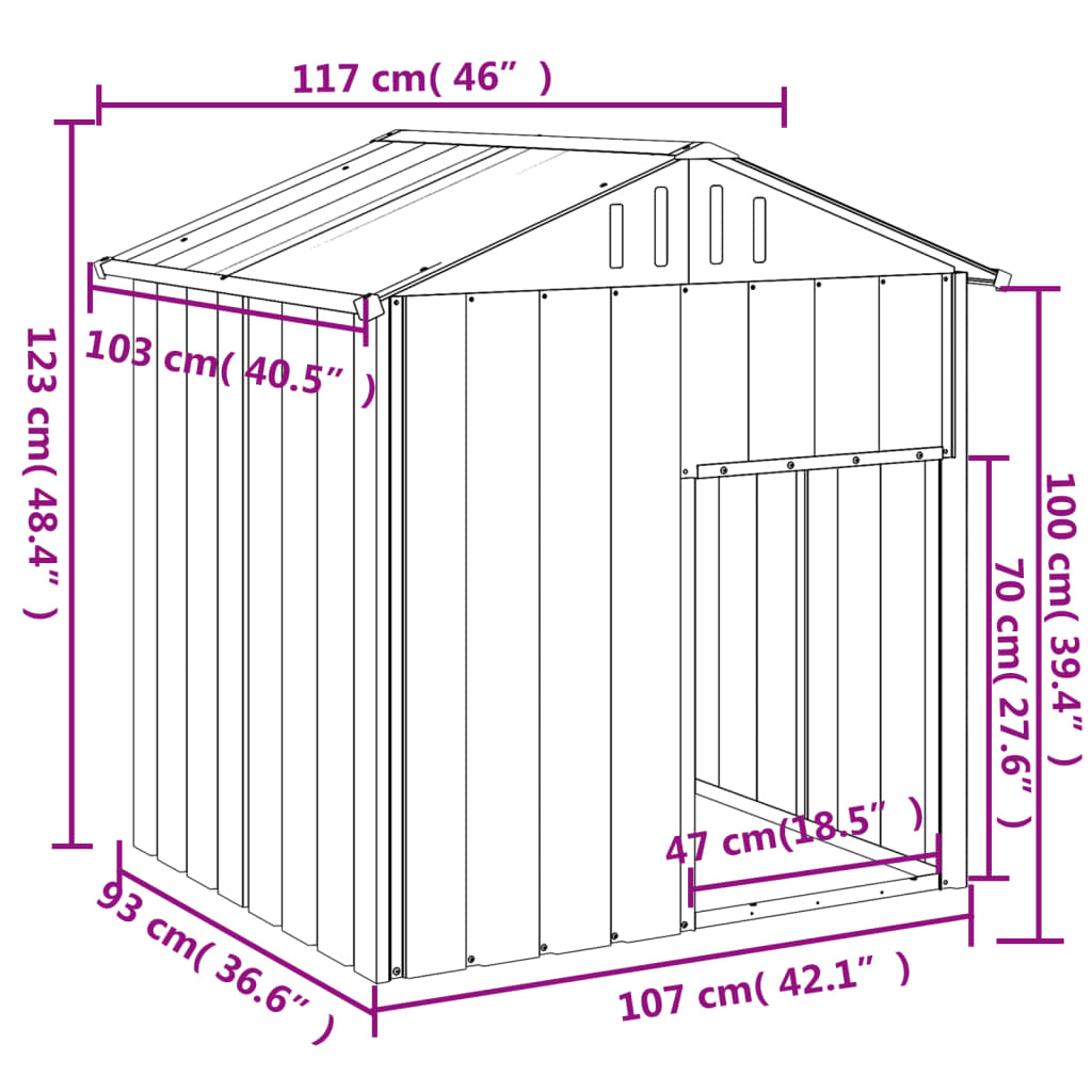 Dog House with Roof Anthracite 46.1"x40.6"x48.4" Galvanized Steel